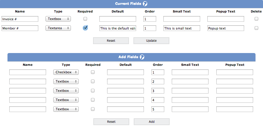 Create and Edit Additional Fields