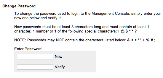 Change your Management Console Password