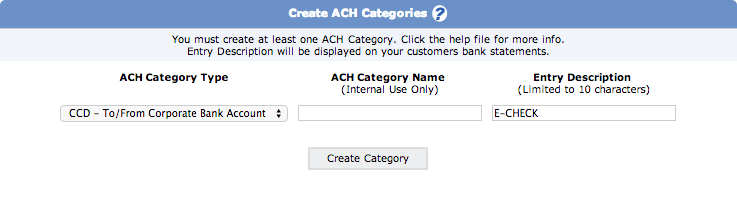 Create ACH Category