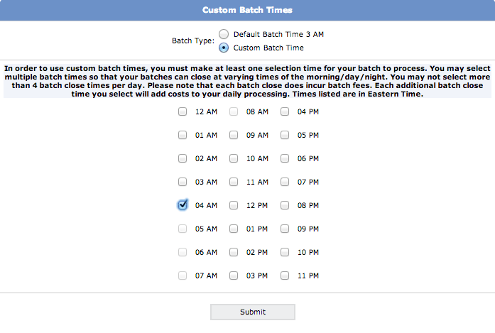 Custom Batch Times