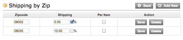 Custom Shipping by Zip