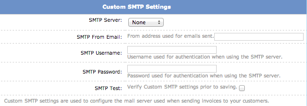 Custom SMTP Settings