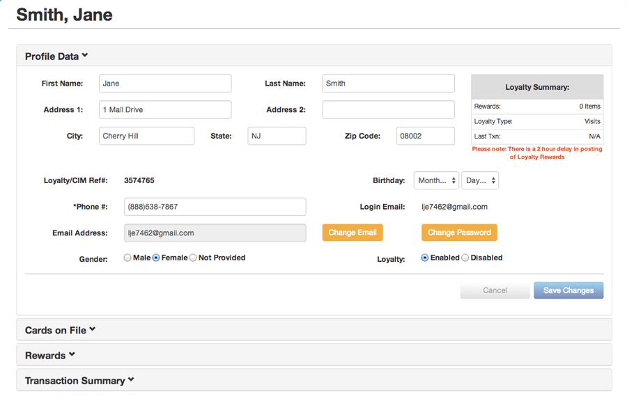 Customize Loyalty Profile