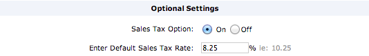 Enable Default Tax Settings