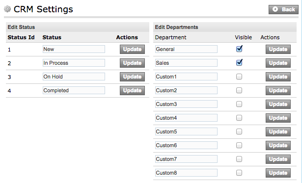 Edit CRM Settings