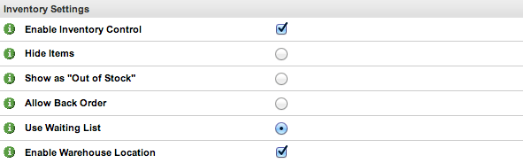 Inventory Settings