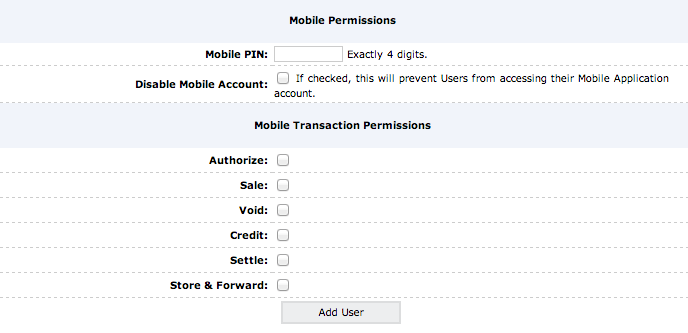 User Mobile Settings