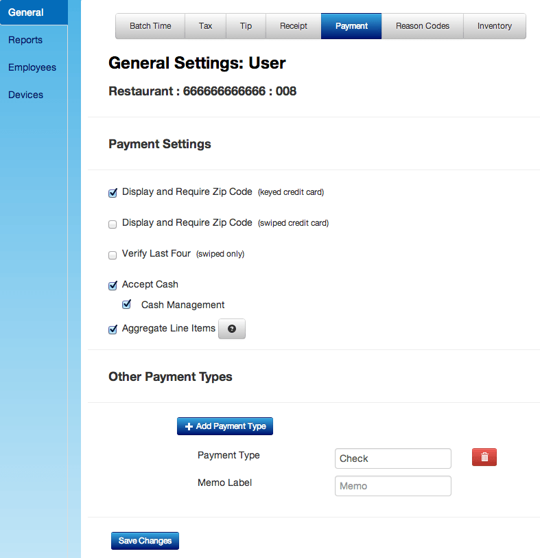 Payment Settings