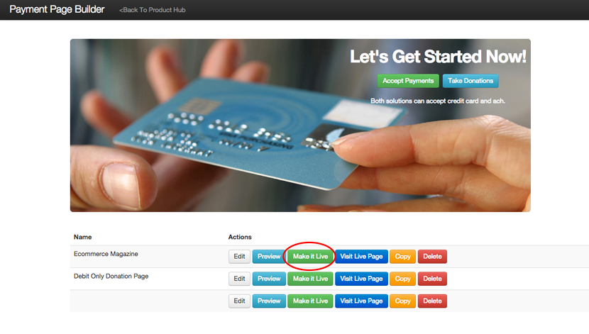 Make Payment or Donation Page Live