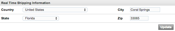 Real Time Shipping Settings