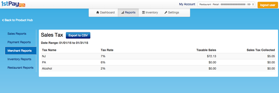 Sales Tax Report