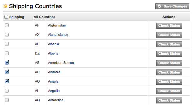 Countries to Ship To