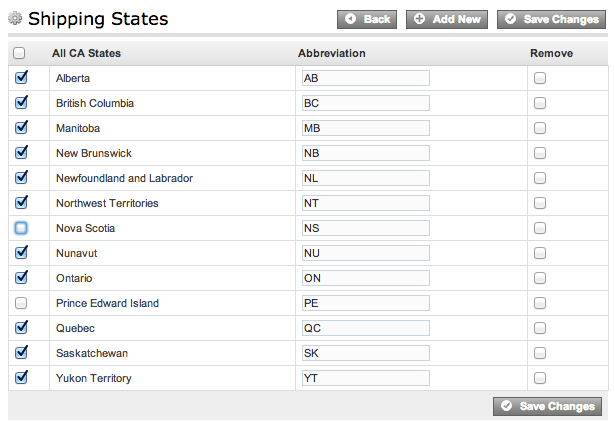 States to Ship To