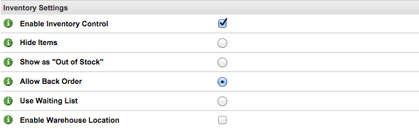 Store Inventory Settings