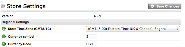 Store Regional Settings