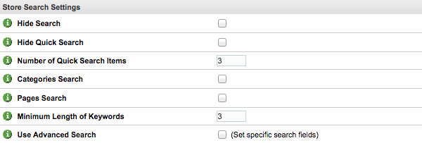 Store Search Settings