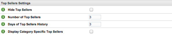 Top Sellers Settings
